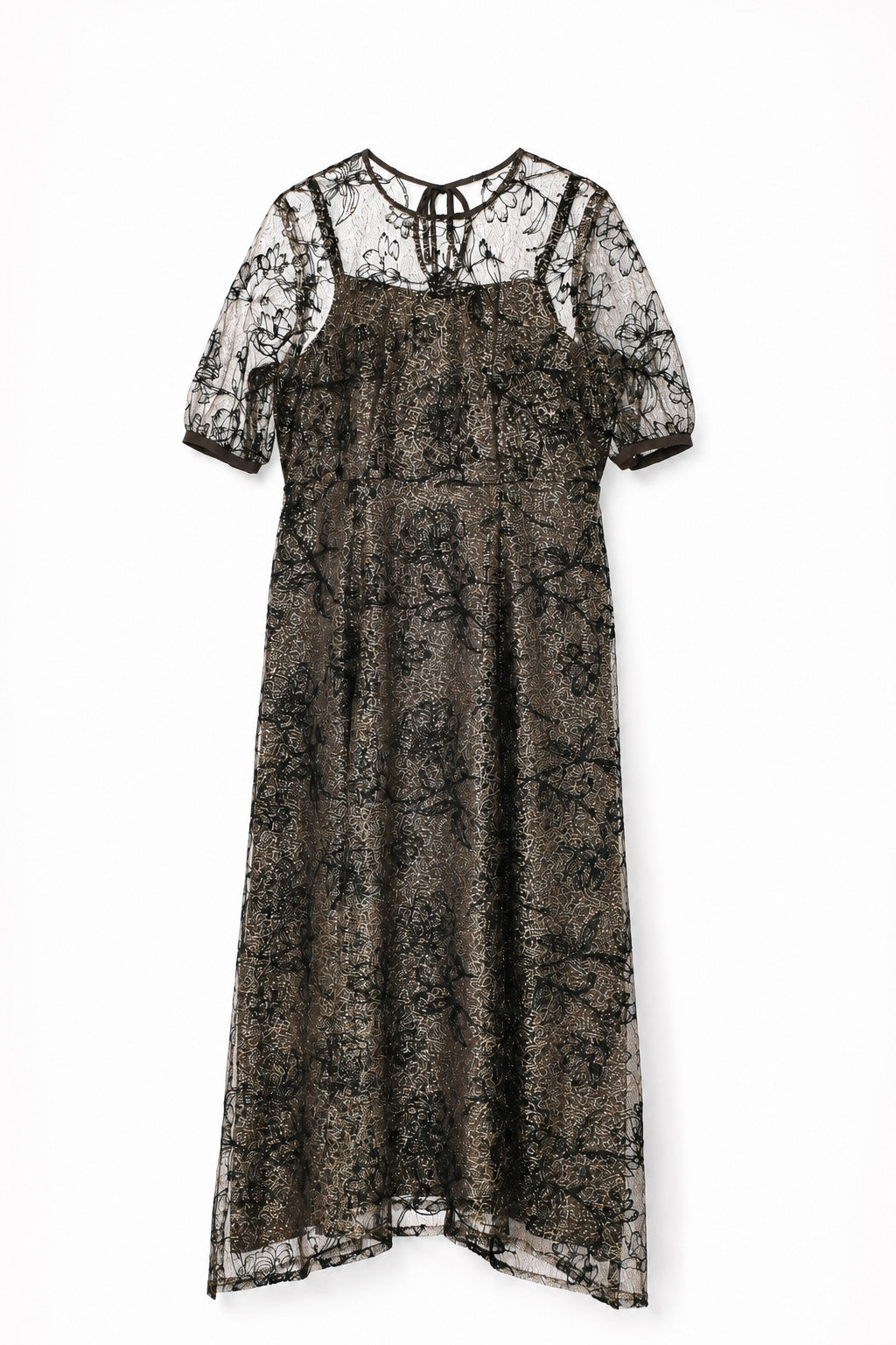 kaene  ラインフラワーランダムヘムドレス / 101189 結婚式用ドレス black | black