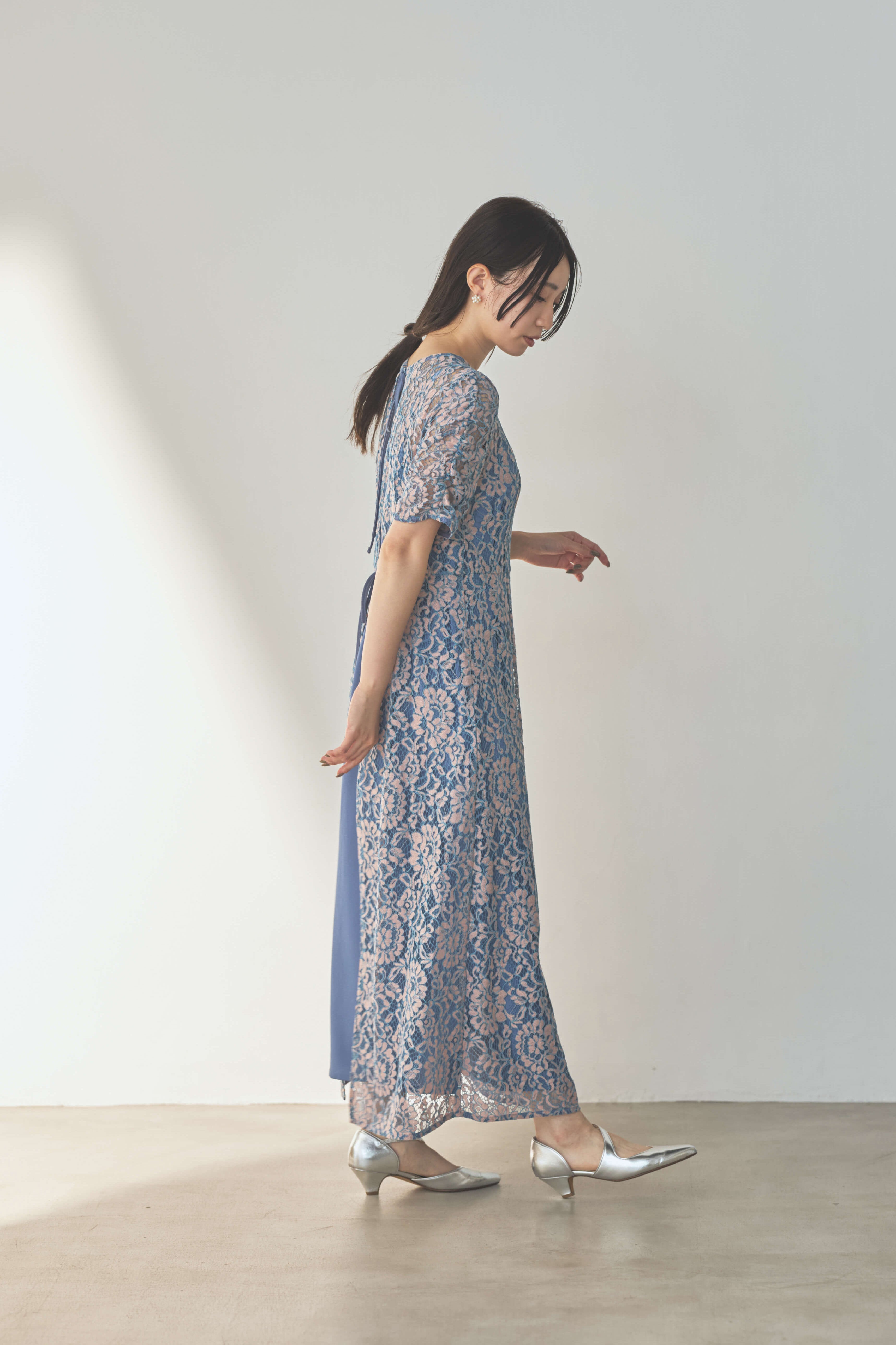 kaene 配色レースエプロンドレス / 101205 結婚式パーティーワンピース