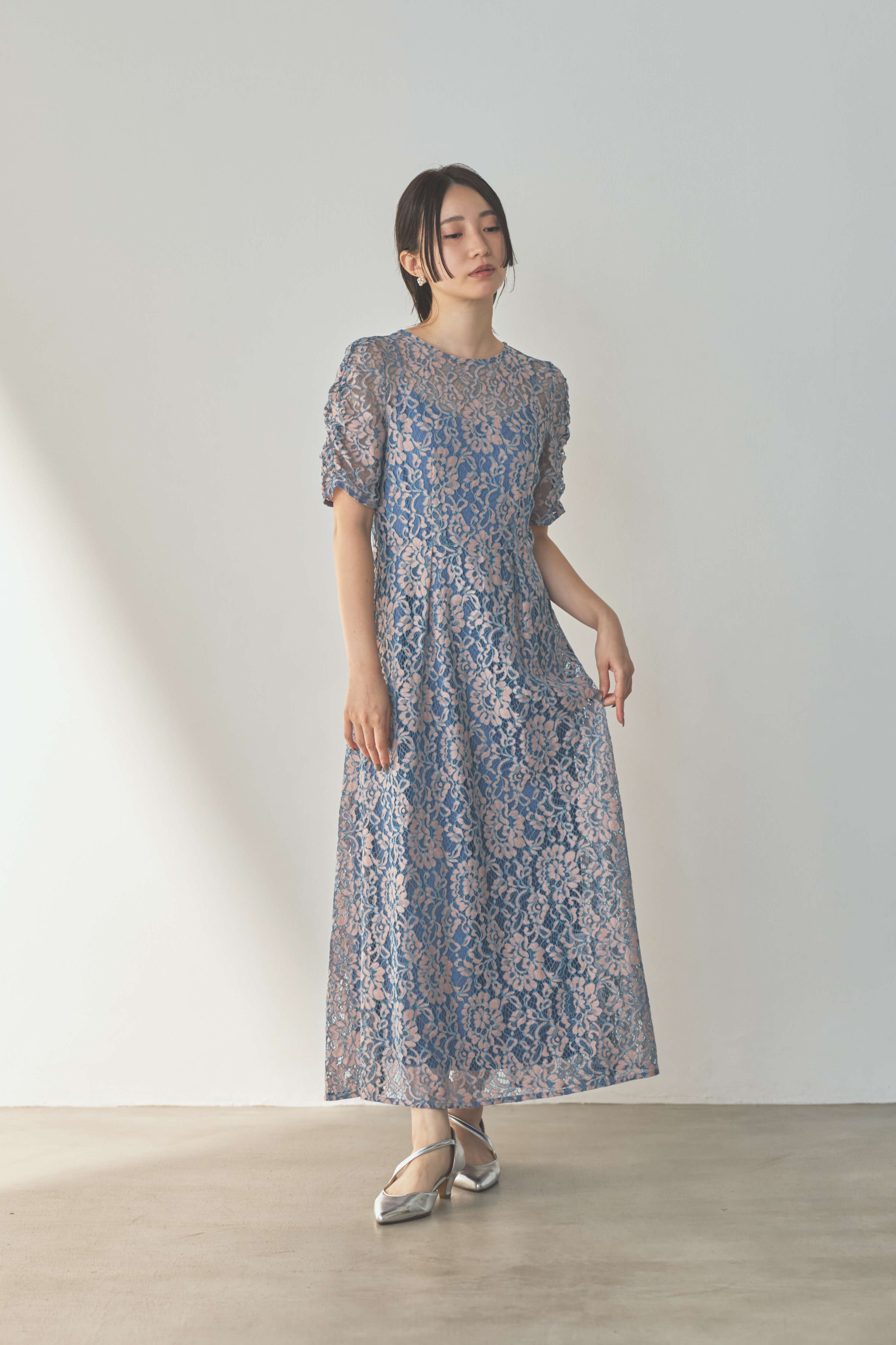 kaene 配色レースエプロンドレス / 101205 結婚式パーティーワンピース