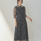 kaene  コードレースチョーカーネックドレス / 101206 結婚式用ゲストドレス navy | モデル身長160cm　着用サイズS(36)  