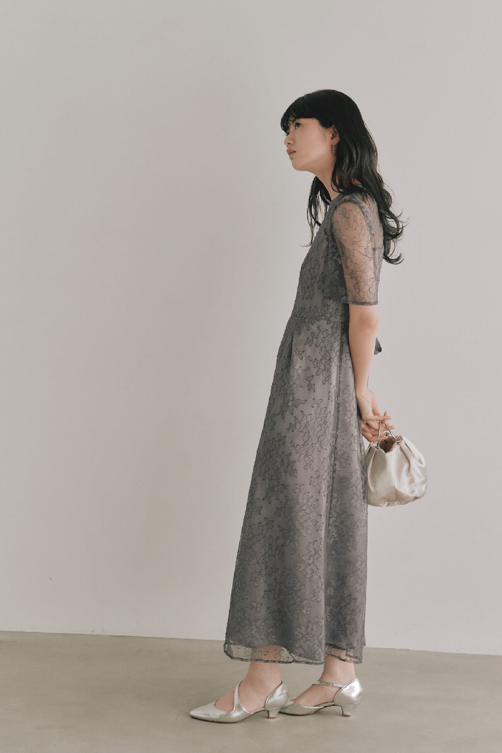 kaene マオカラーレースワンピース / 101041 | モデル身長165cm 着用サイズM(38)