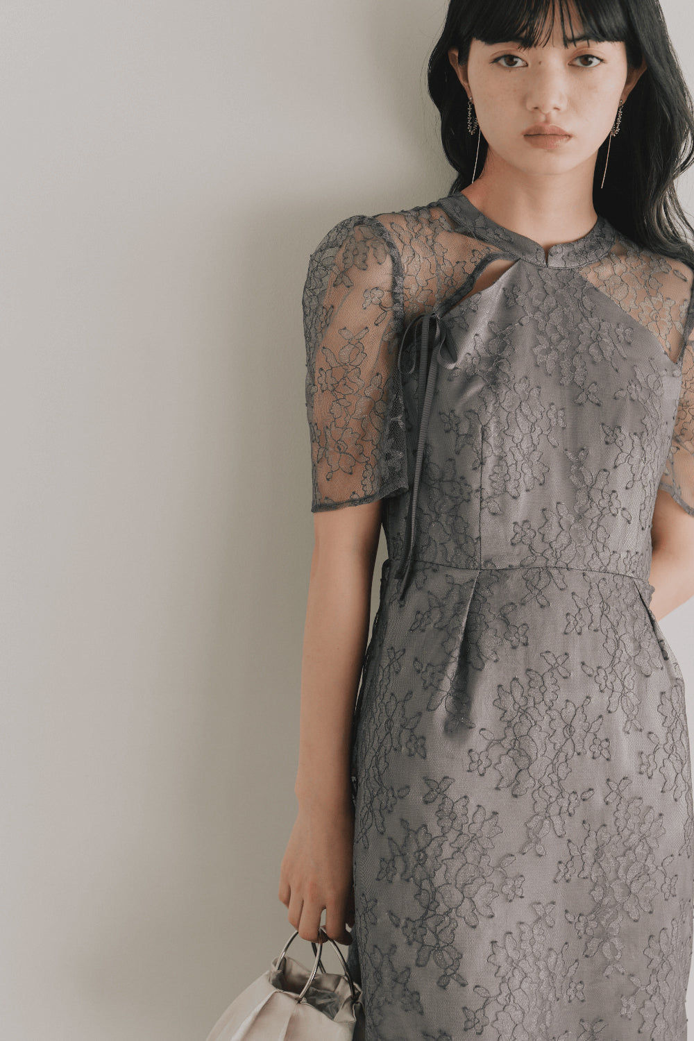kaene マオカラーレースワンピース / 101041 | モデル身長165cm 着用サイズM(38)