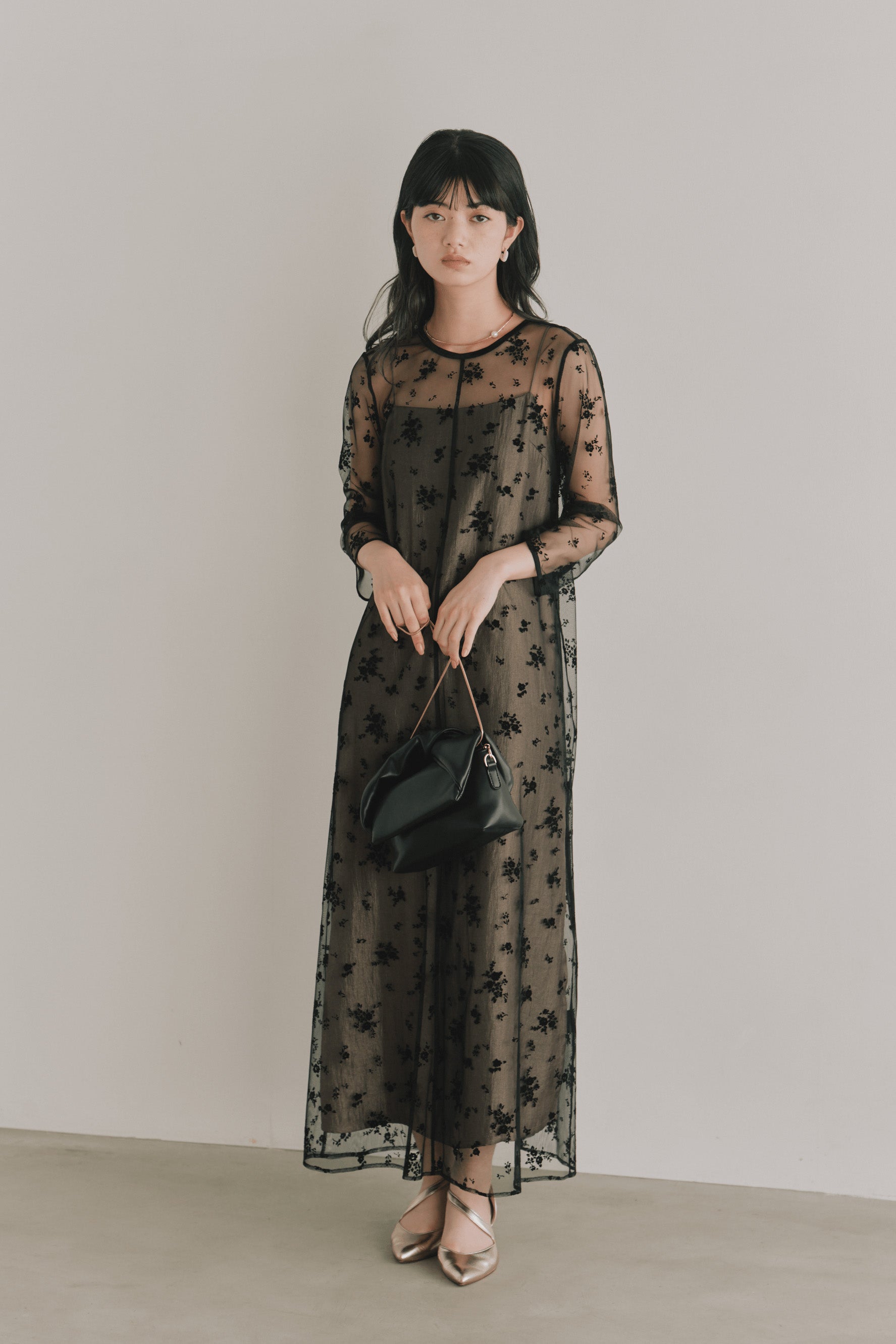 ドレス LEJA LUXE】2WAYシアーレースグローブクラシックブラックマーメイドドレス
