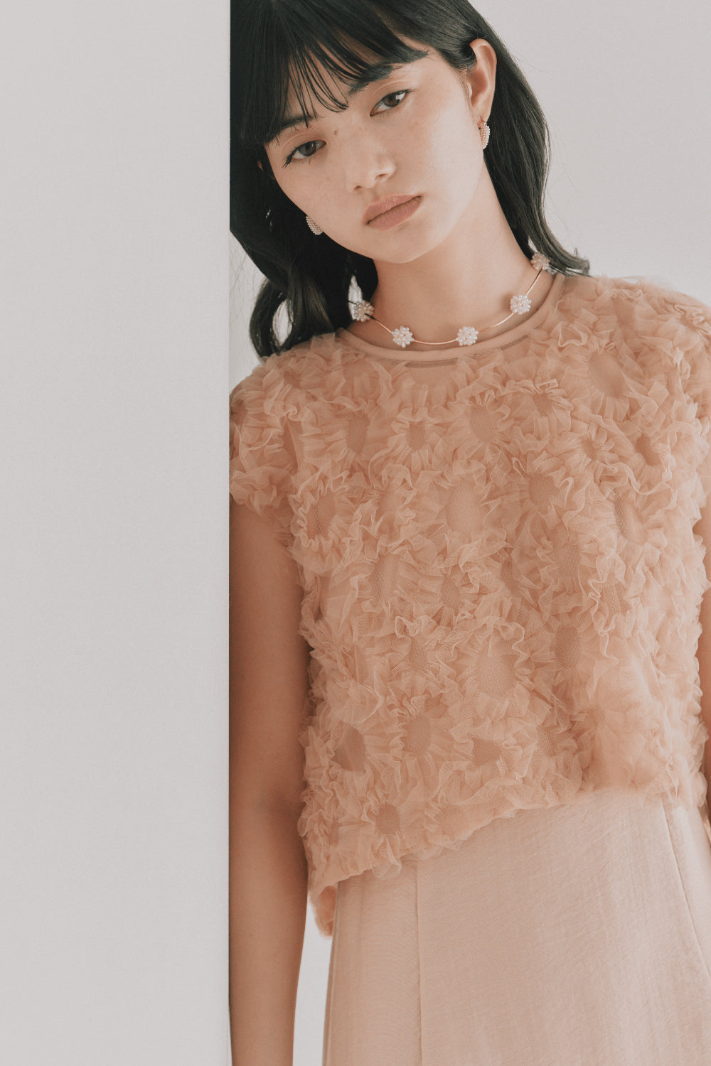 kaene  フラッフィーフラワーコンビドレス / 101173 | モデル身長165cm　着用サイズS(36)  