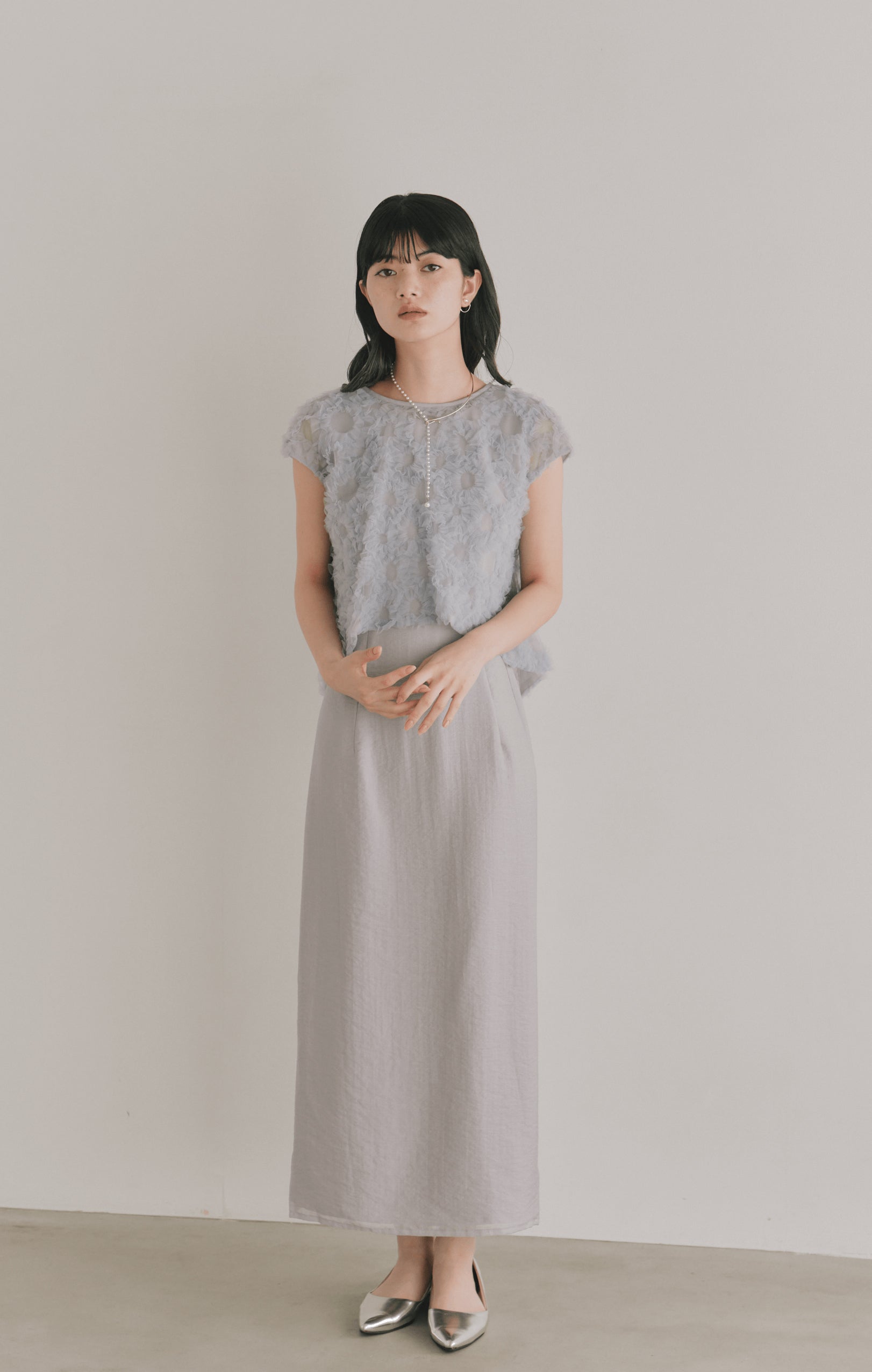 kaene  フラッフィーフラワーコンビドレス / 101173 | モデル身長165cm　着用サイズM(38)  