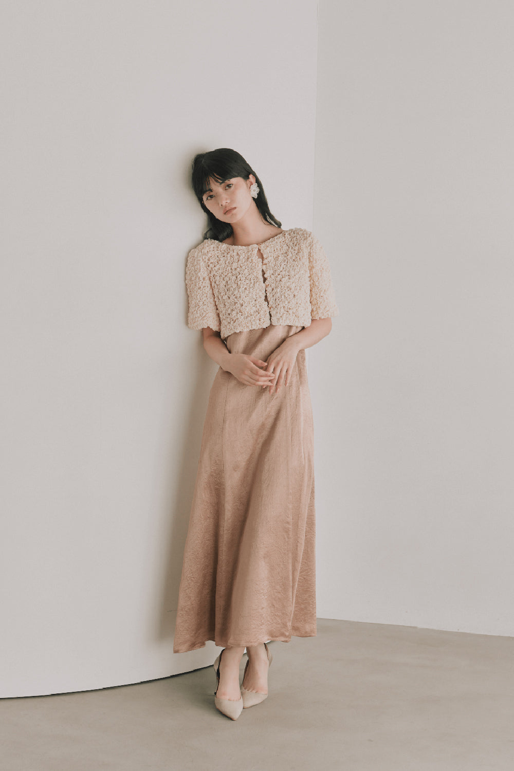 kaene シャーリングシフォンブラウスセットドレス / 101129 | モデル身長165cm　着用サイズS(36)