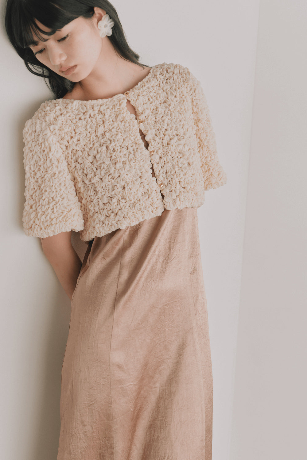 kaene シャーリングシフォンブラウスセットドレス / 101129 | モデル身長165cm　着用サイズS(36)