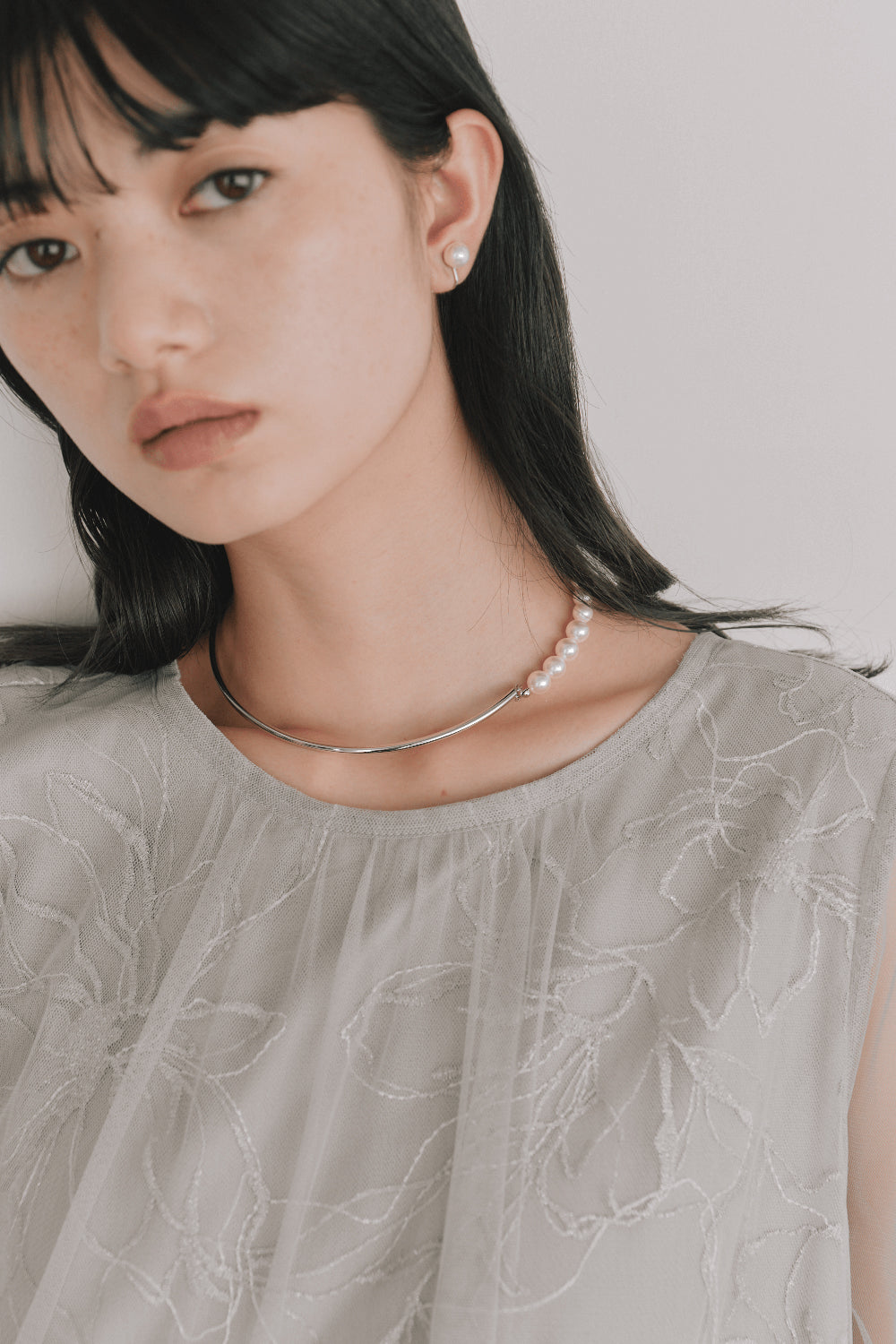 kaene　セミサークルパールネックレス / 032005 | silver（シルバー）