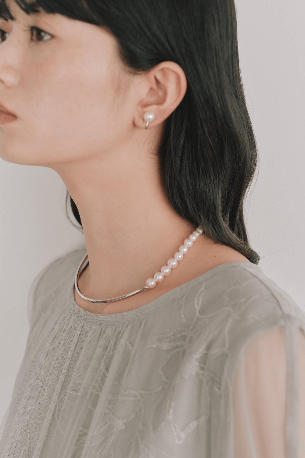 kaene　セミサークルパールネックレス / 032005 | silver（シルバー）