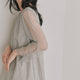 kaene シアーペタルレイヤードドレス / 101136 結婚式用ドレス mintgray | モデル身長165cm　着用サイズFREE