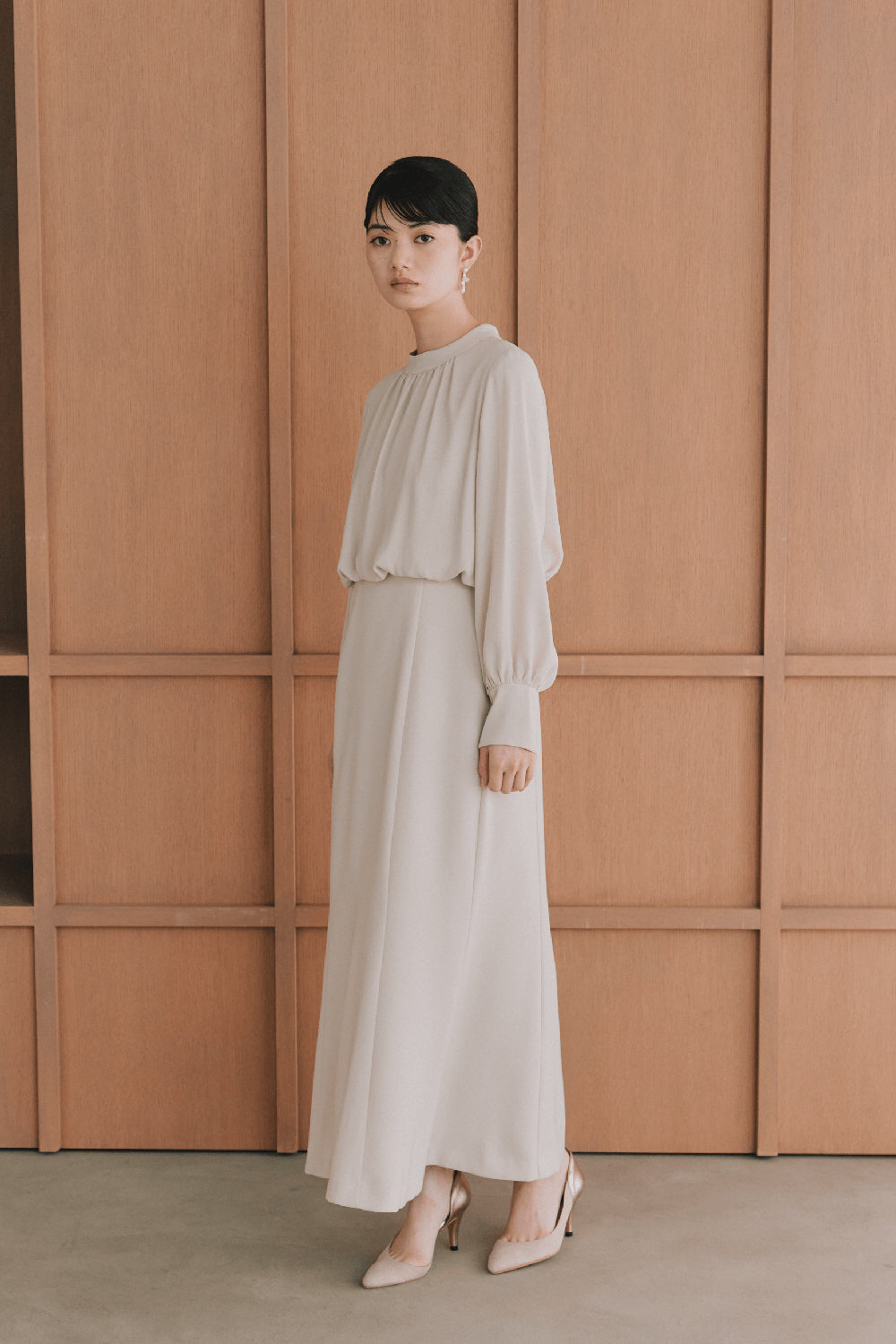 kaene  シフォンドッキングマーメイドワンピース / 101163 | モデル身長165cm　着用サイズM(38)