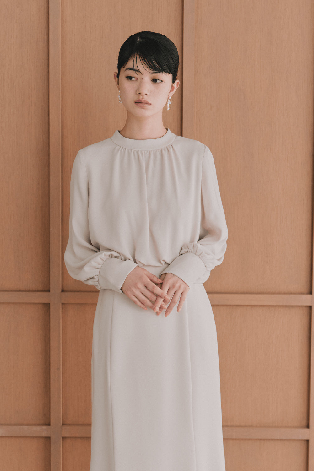 kaene  シフォンドッキングマーメイドワンピース / 101163 | モデル身長165cm　着用サイズM(38)