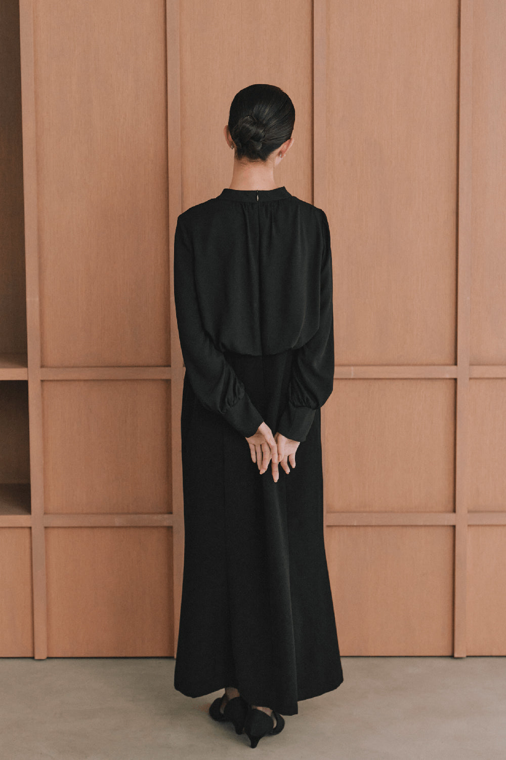 kaene  シフォンドッキングマーメイドワンピース / 101163 | モデル身長165cm　着用サイズL(40) 