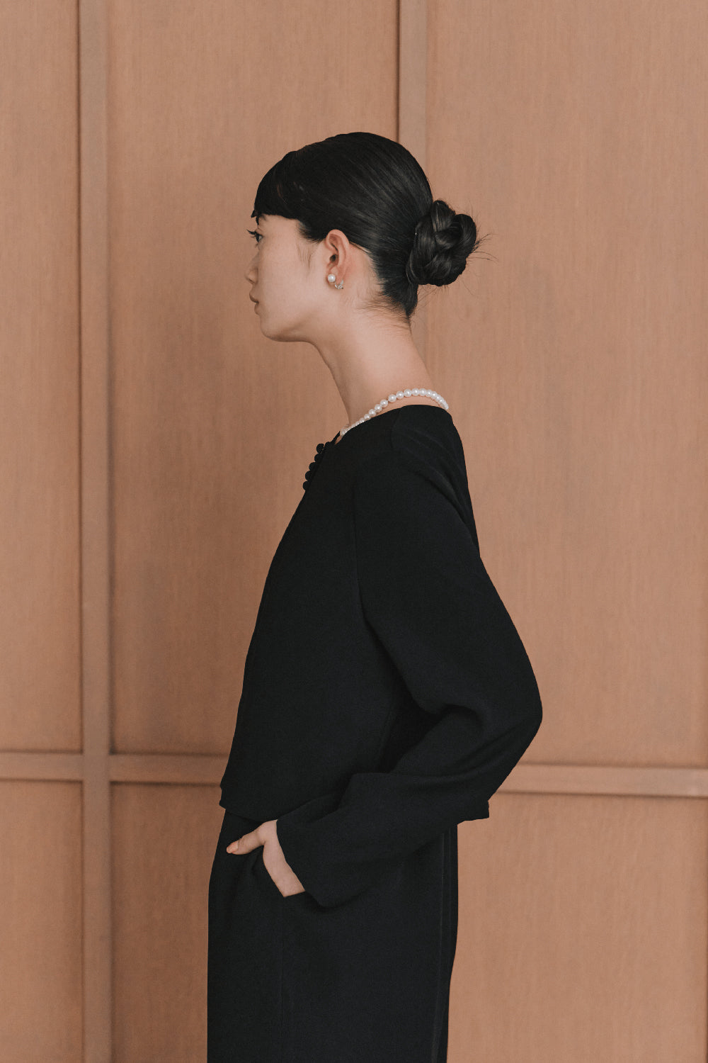 kaene バックタックジャケットセットオールインワン / 101166 | モデル身長165cm　着用サイズM(38) 