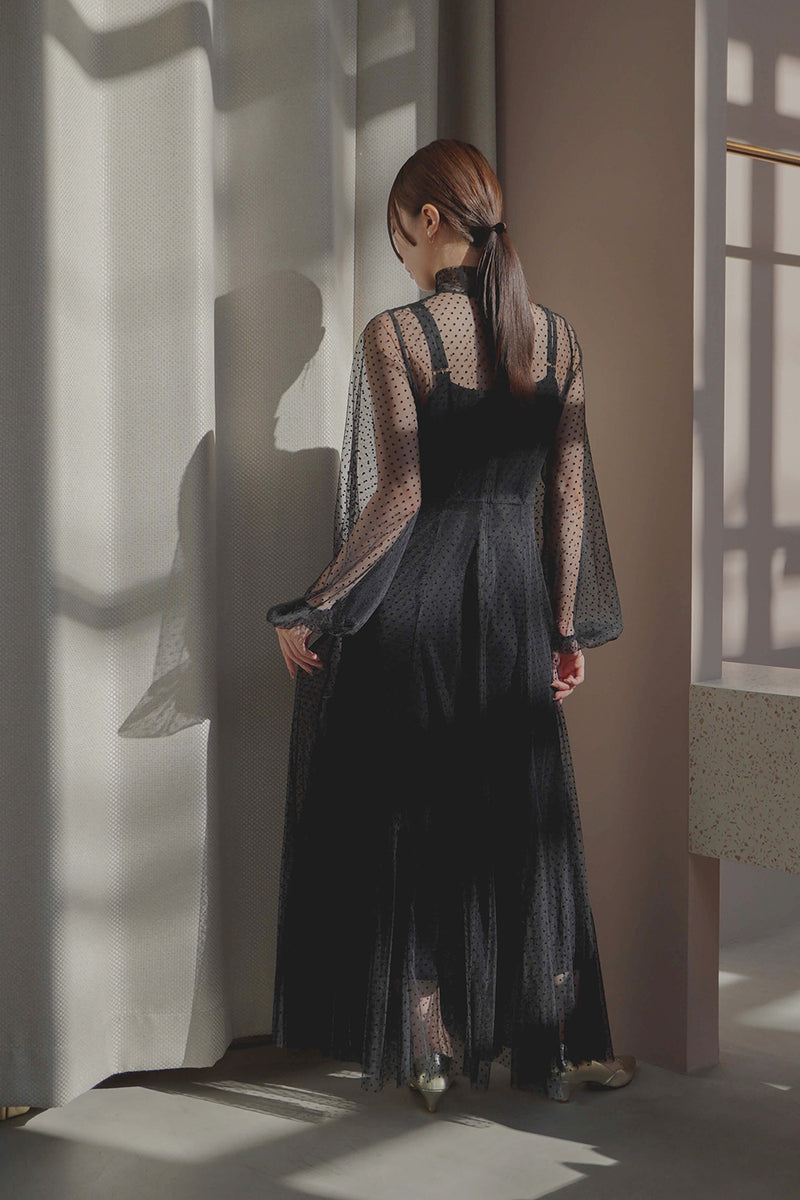 素材美品 カエン kaene チュール マーメイド ドレス ワンピース ブラック