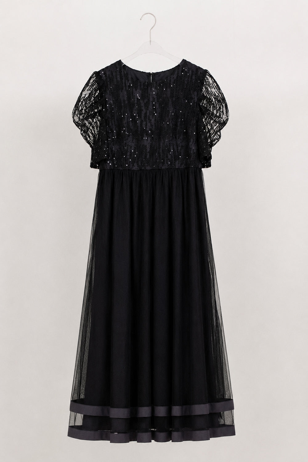kaene  スパンコールラインチュールドレス / 101218 結婚式用ゲストドレス black | 