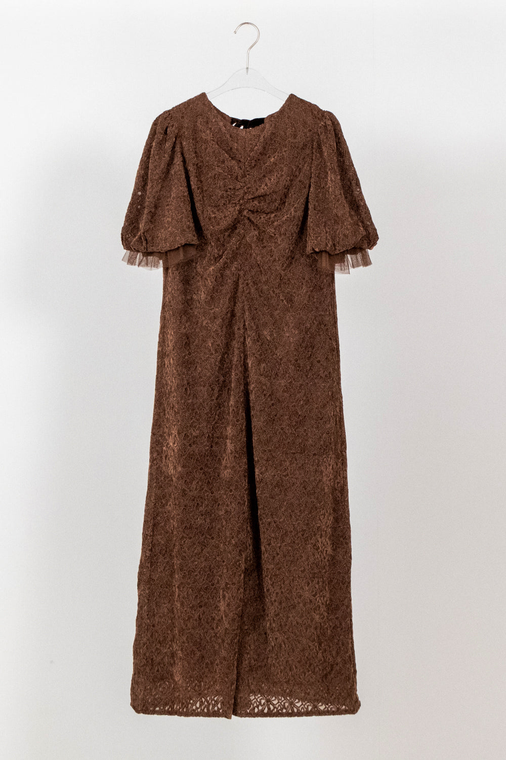 kaene  フロントギャザーフラワーモチーフドレス / 101197 結婚式用ゲストドレス brown | brown