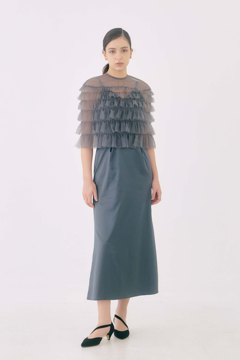 kaene フリルケープドレス kaene ドレス フリルケープブラウスセットドレス : ZOZOTOWN