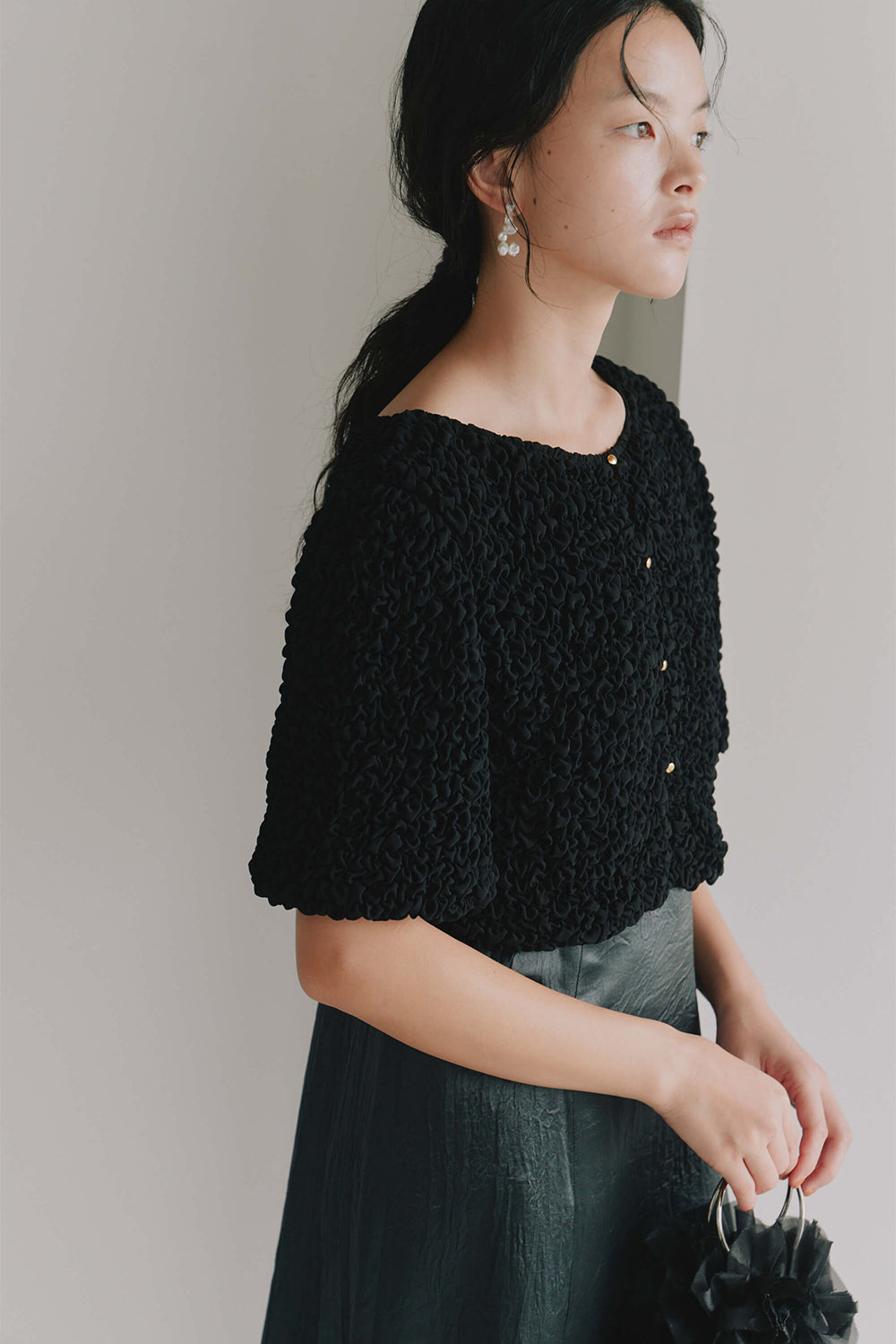 kaene シャーリングシフォンブラウスセットドレス / 101129 |モデル身長165cm 着用サイズM(38)