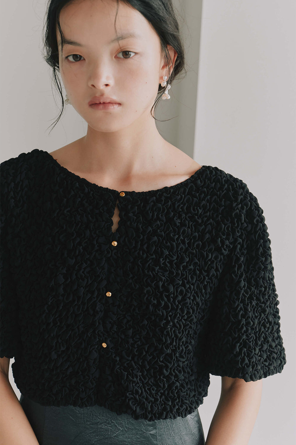 kaene シャーリングシフォンブラウスセットドレス / 101129 |モデル身長165cm 着用サイズM(38)