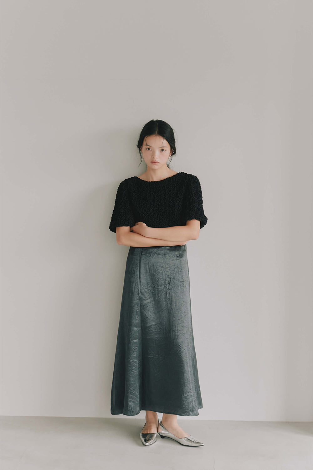 kaene シャーリングシフォンブラウスセットドレス / 101129 |モデル身長165cm 着用サイズM(38)