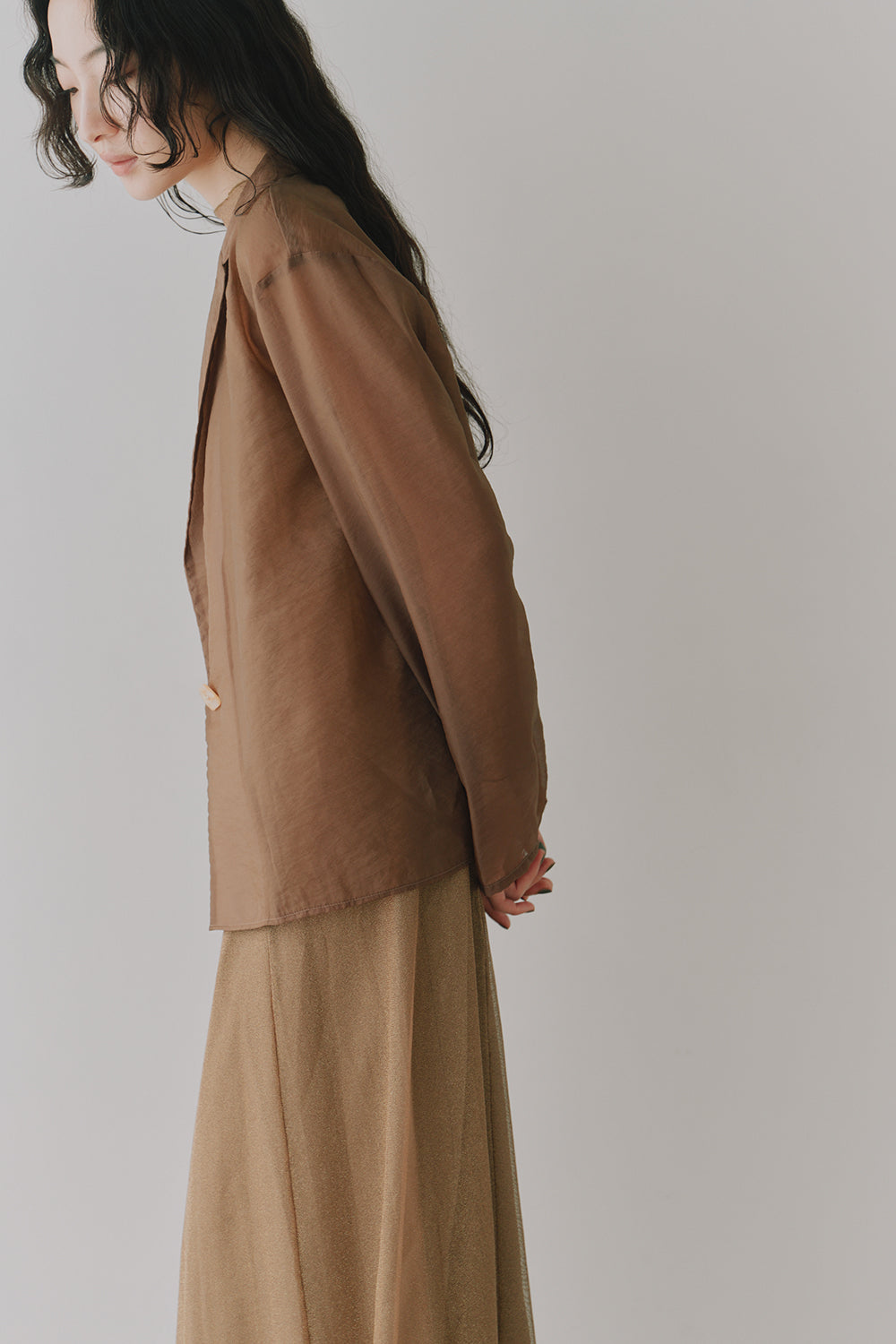 kaene シアージャケット / 005366 | モデル身長164cm 着用サイズS(36)