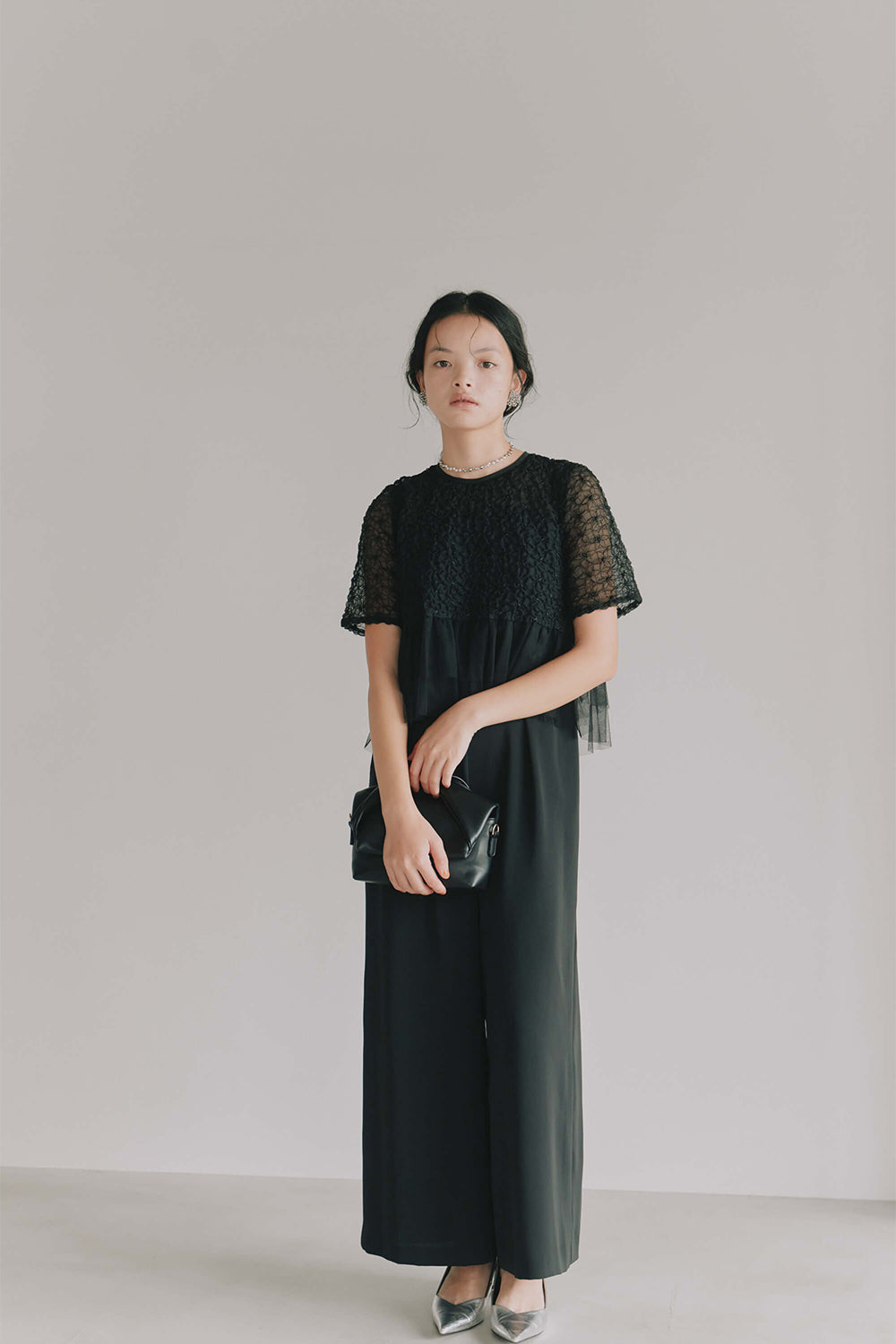 kaene フルールチュールオールインワン / 101139 |モデル身長165cm 着用サイズM(38)