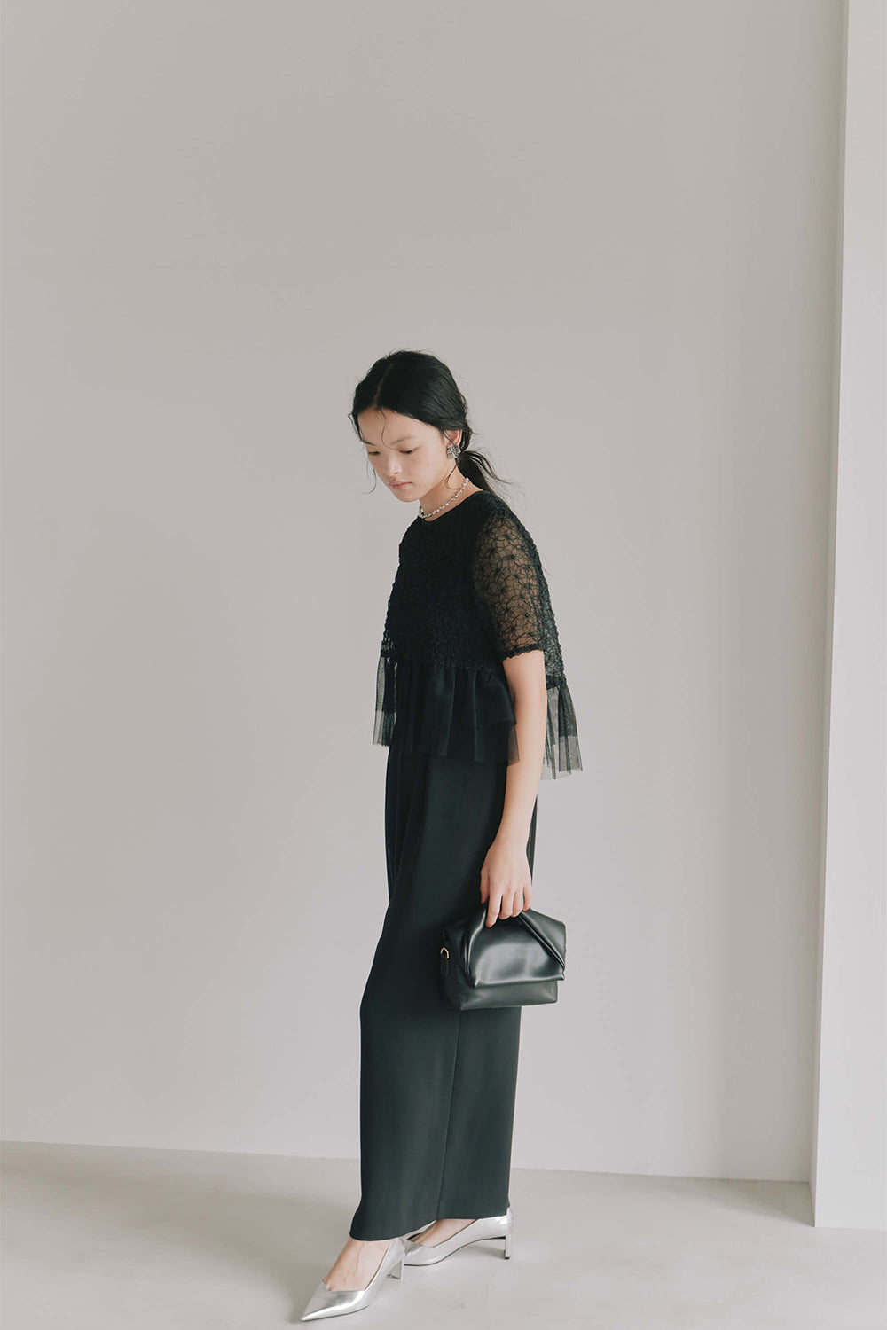 kaene フルールチュールオールインワン / 101139 |モデル身長165cm 着用サイズM(38)