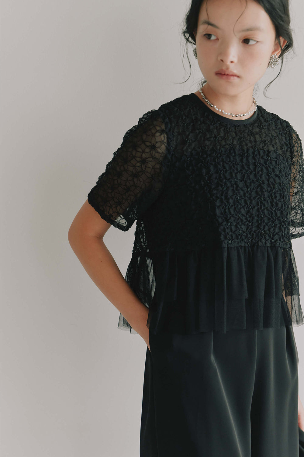 kaene フルールチュールオールインワン / 101139 |モデル身長165cm 着用サイズM(38)