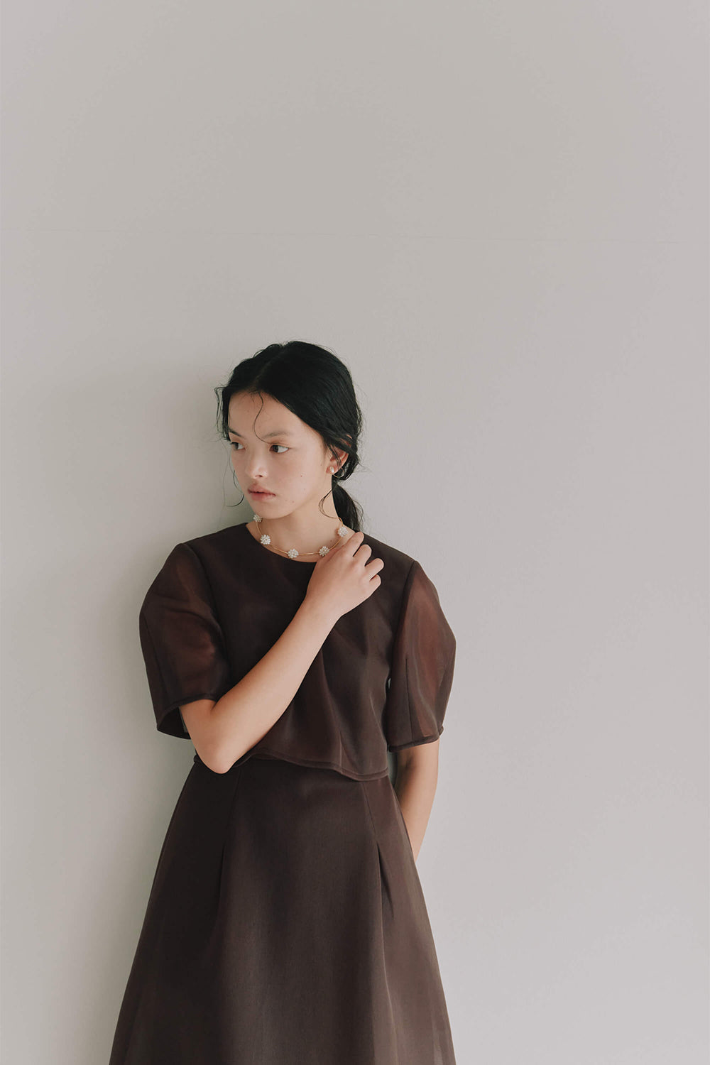 kaene シアーダンボールニットドレス / 101133 | モデル身長165cm 着用サイズS(36)