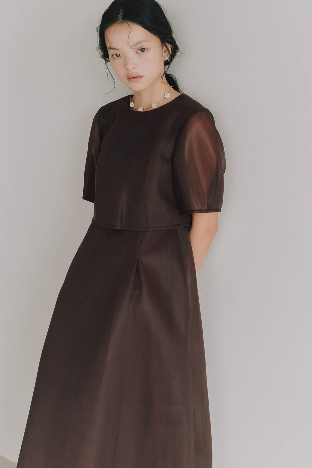 kaene シアーダンボールニットドレス / 101133 | モデル身長165cm 着用サイズS(36)