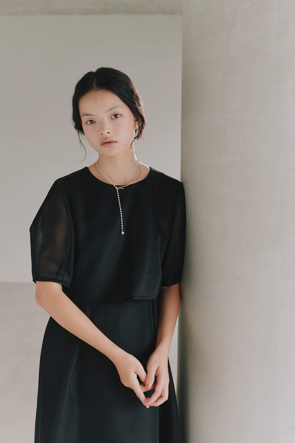 kaene シアーダンボールニットドレス / 101133 | モデル身長165cm 着用サイズM(38)