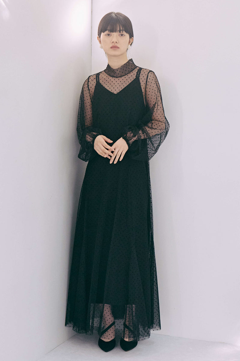 素材美品 カエン kaene チュール マーメイド ドレス ワンピース ブラック
