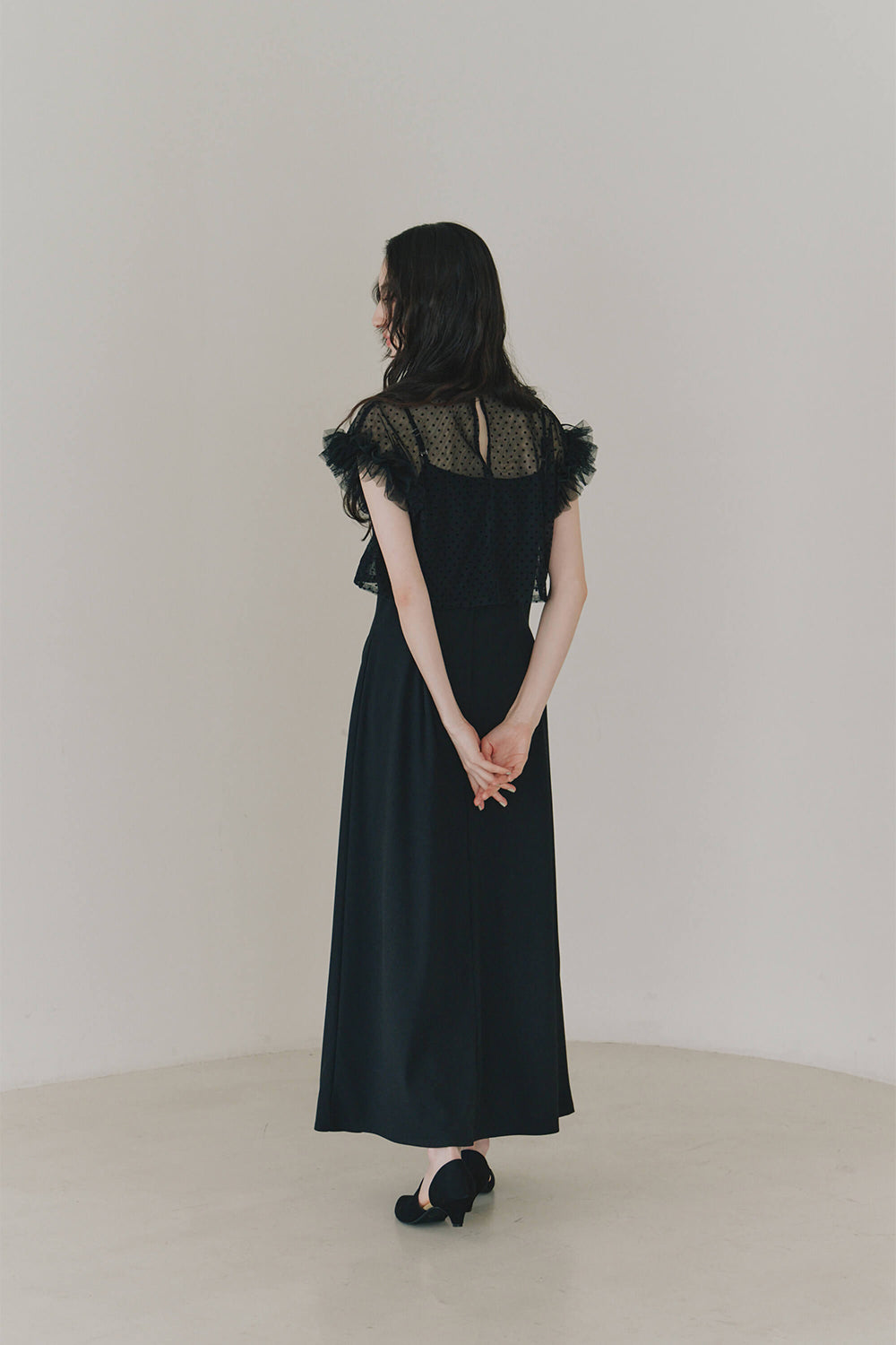 kaene カエン　ドット×サテンワンピース　ドレス　結婚式　二次会 kaene カエン ドット×サテンワンピース ドレス 結婚式 二次会