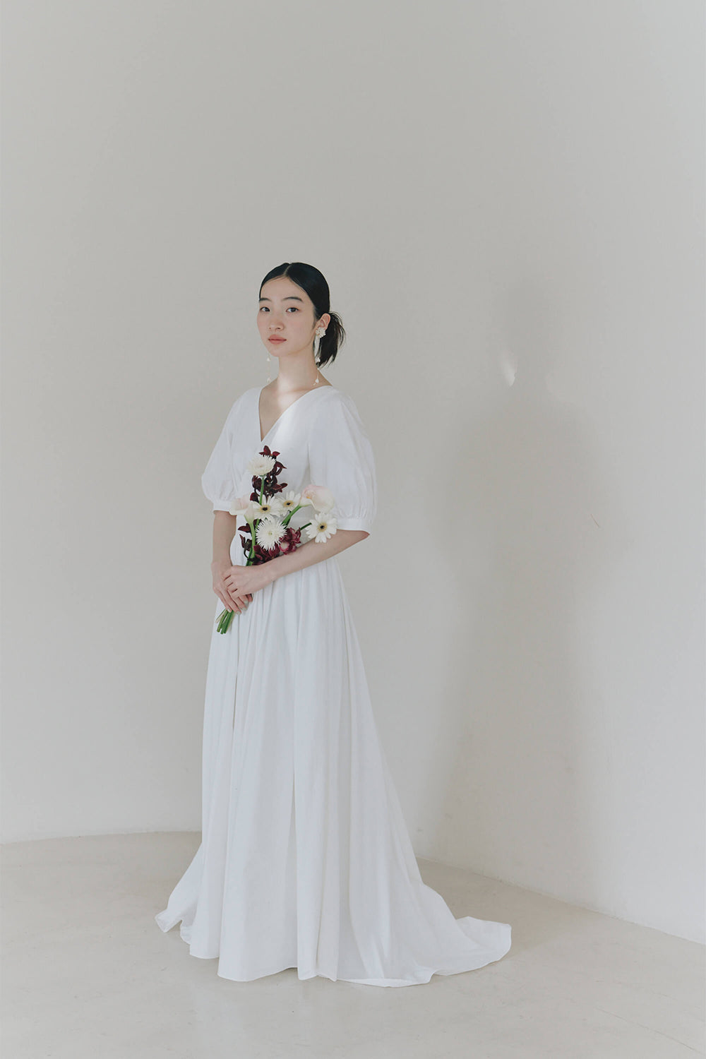 kaene タフタカシュクールドレス / 100725 | モデル身長164cm　着用サイズ36