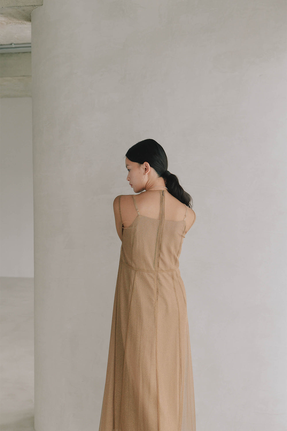 kaene　カエン　ラメチュールメロウワンピース　ペチコート　ゴールド　38 kaene公式オンラインストア ラメチュールメロウワンピース