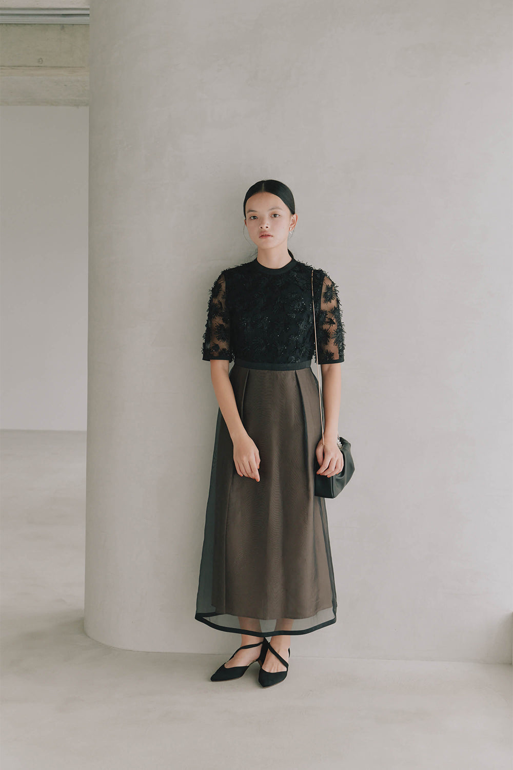 kaene公式オンラインストア エンブロイダリーミックスドレス