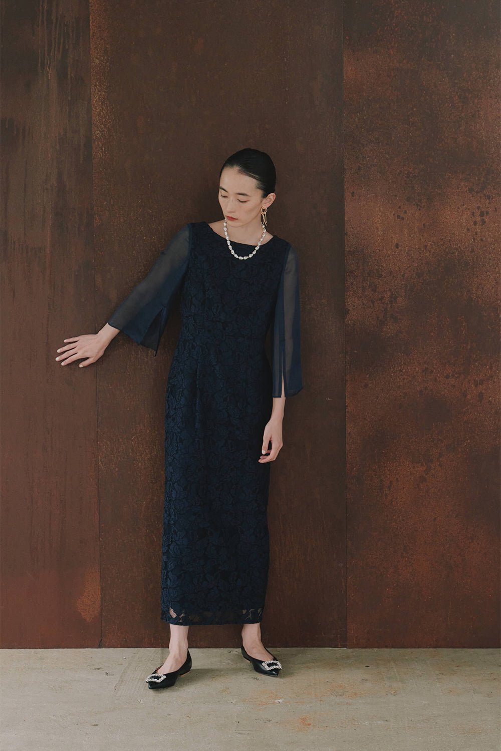 kaene公式オンラインストア フルラレースフレアースリーブドレス