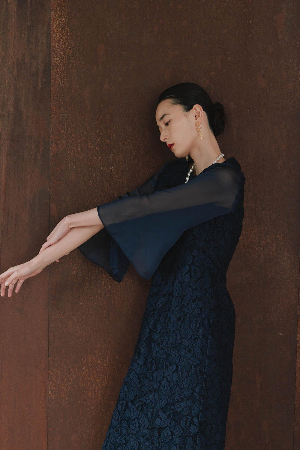 フルラレースフレアースリーブドレス / 101148