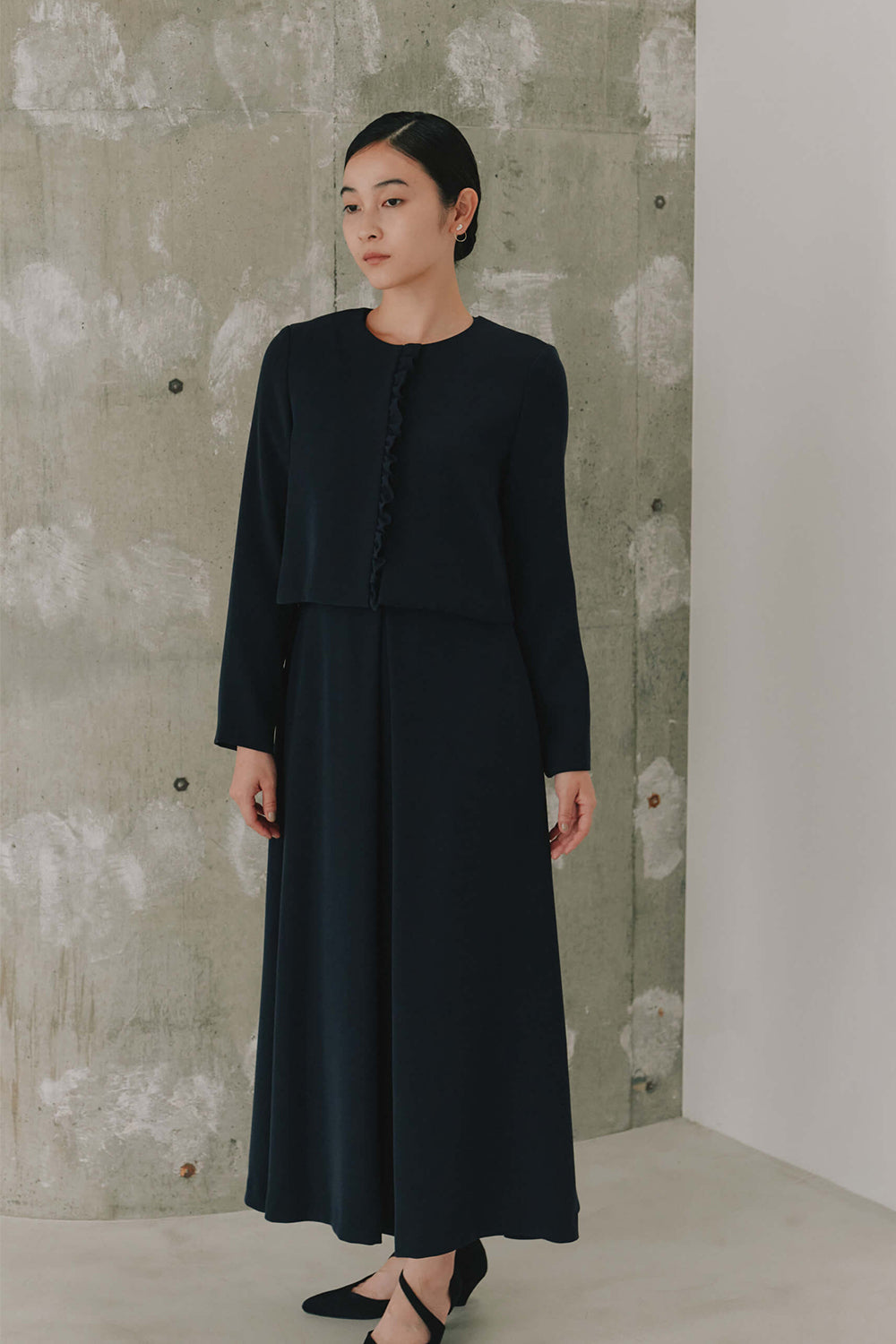 kooブラック36ロングタイプ Aラインハイネックワンピース 49AV JUNKO SHIMADA｜クロスプラス公式