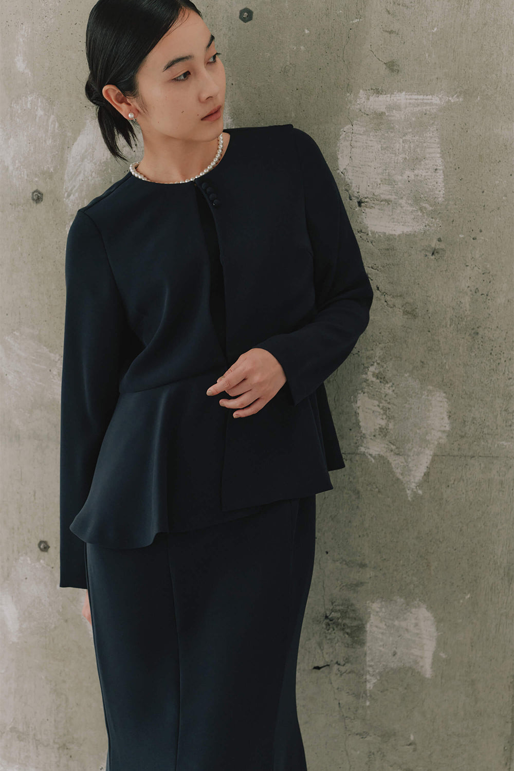 kaene フレアジャケットセットワンピース / 101057 | モデル身長162cm　着用サイズ38 ※navy着用
