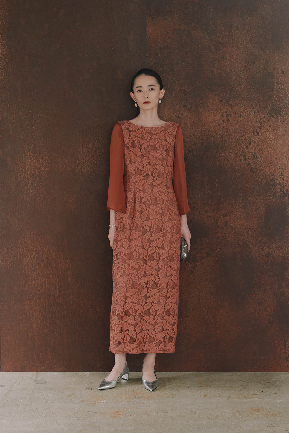 フルラレースフレアースリーブドレス / 101148