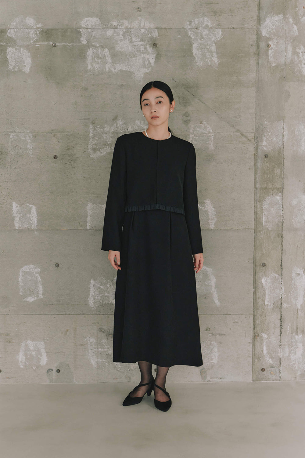 kaene ノーブルフリルアンサンブル/002144 | モデル身長162cm 着用サイズM(38)