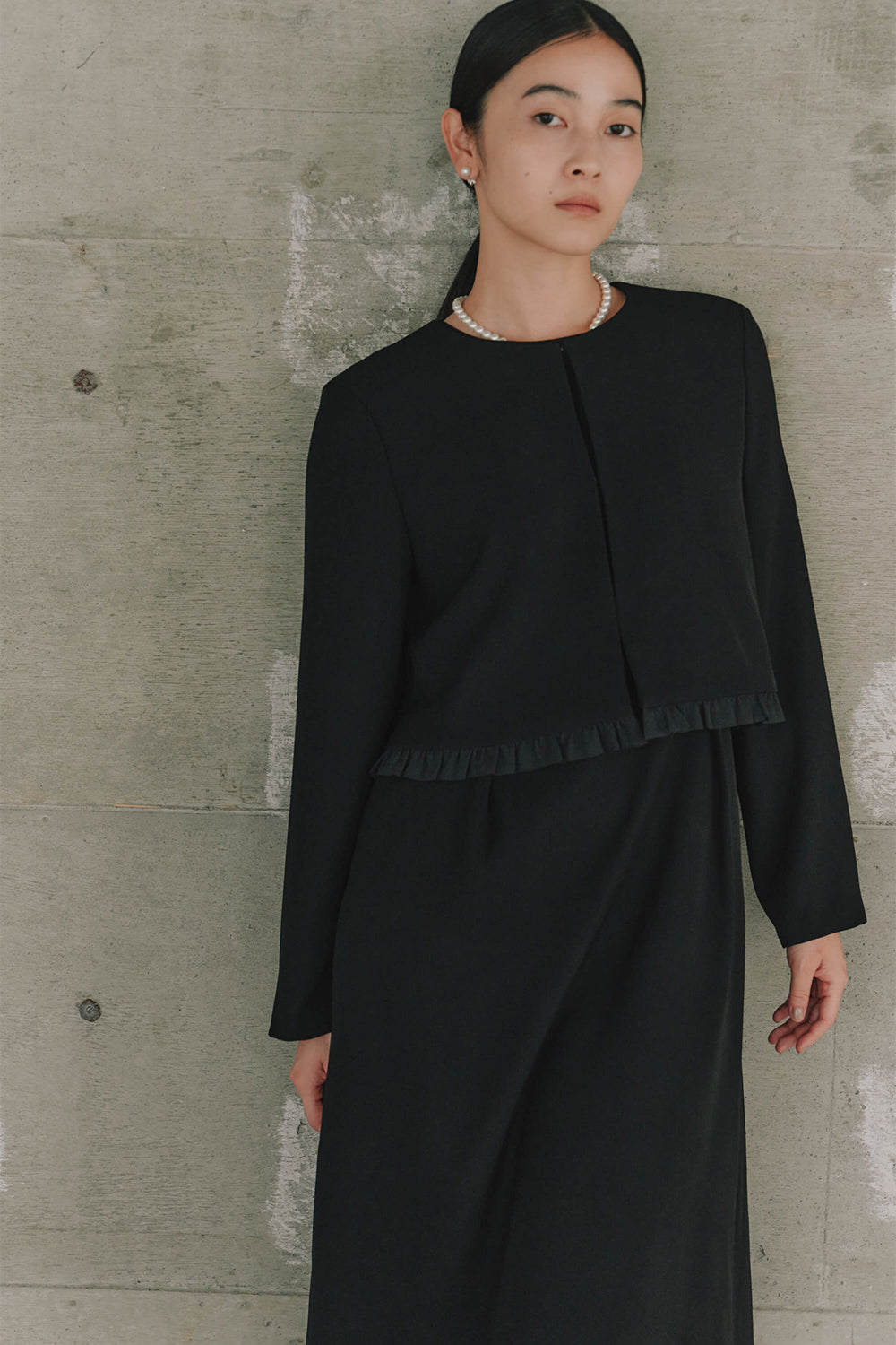 kaene ノーブルフリルアンサンブル/002144 | モデル身長162cm 着用サイズM(38)