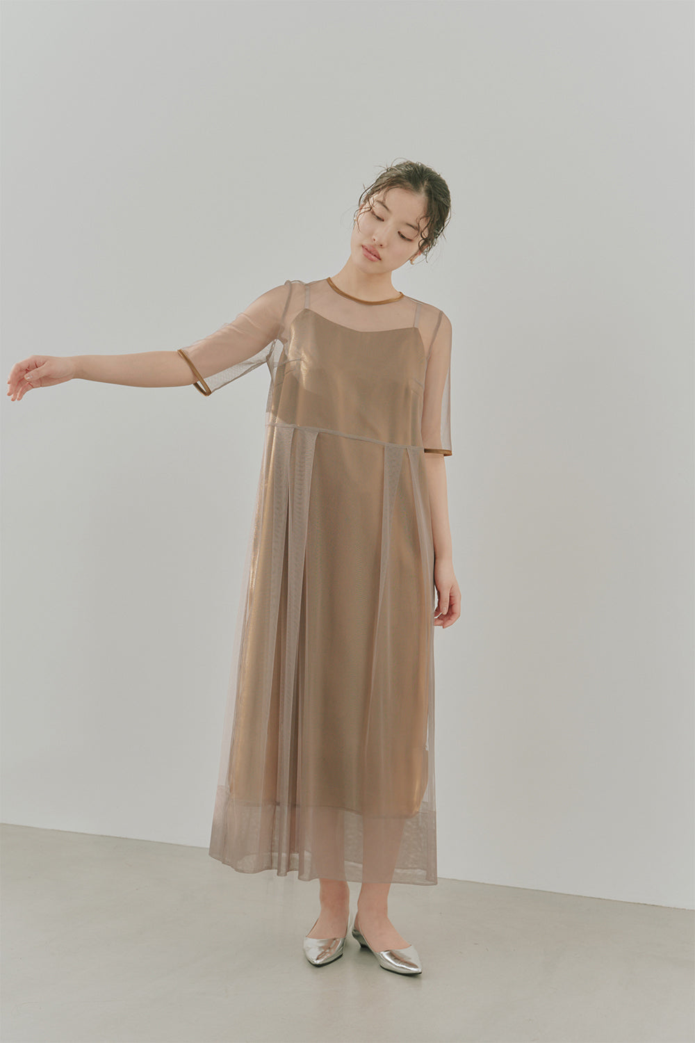 kaene　シャンブレーキャミドッキングドレス(sh) kaene ワンピース kaene シャンブレーキャミドッキングドレス(sh