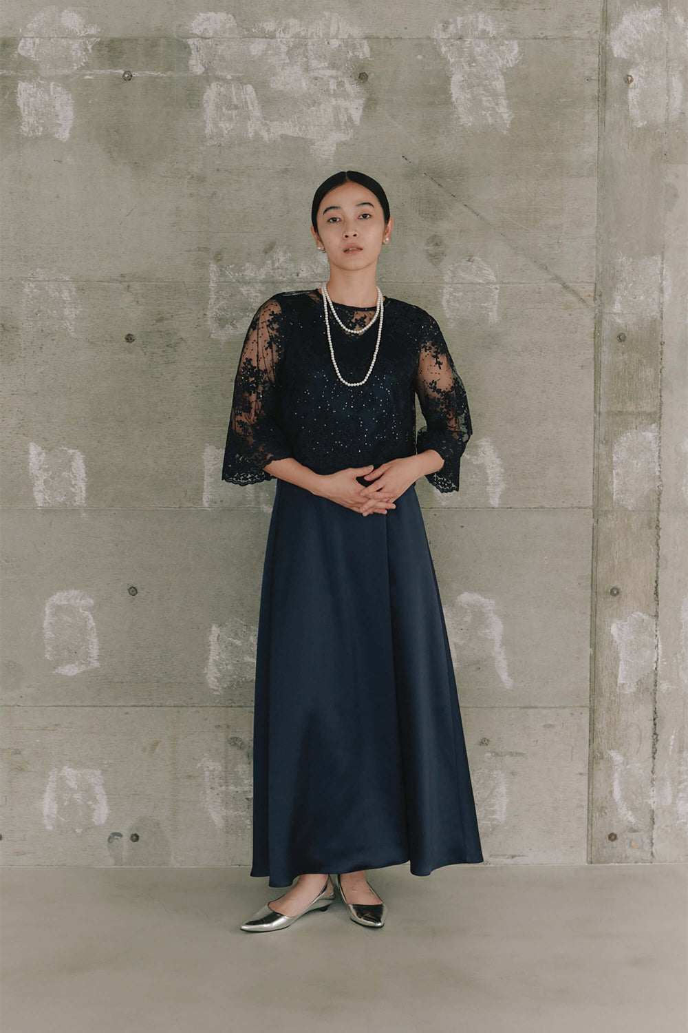 kaene公式オンラインストア シャイニーレースレイヤードドレス