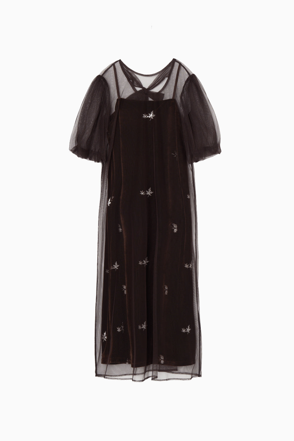 kaene 刺繍ベロアチュールドレス / 101130 ※darkbrown