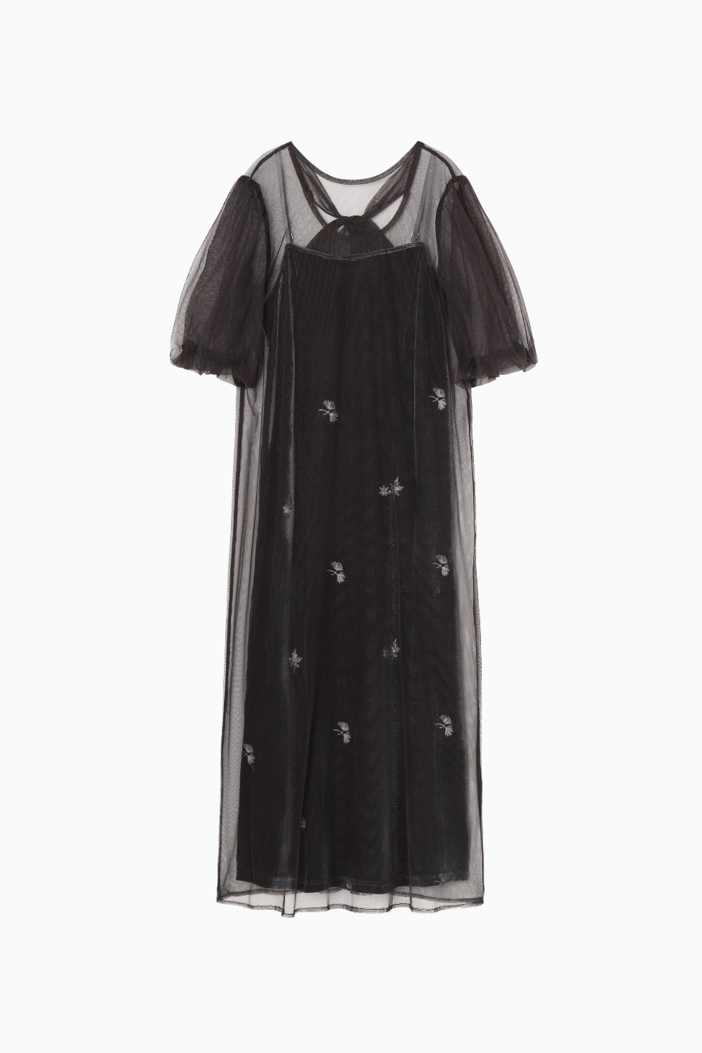 kaene 刺繍ベロアチュールドレス / 101130 ※bluegray