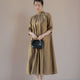 kaene シャンブレーAラインドレス / 100768 結婚式用ドレス brown | モデル身長170cm　着用サイズ2