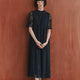 kaene パイピングレースAラインドレス / 100789 結婚式用ドレス navy | モデル身長161cm　着用サイズFREE ※navy着用